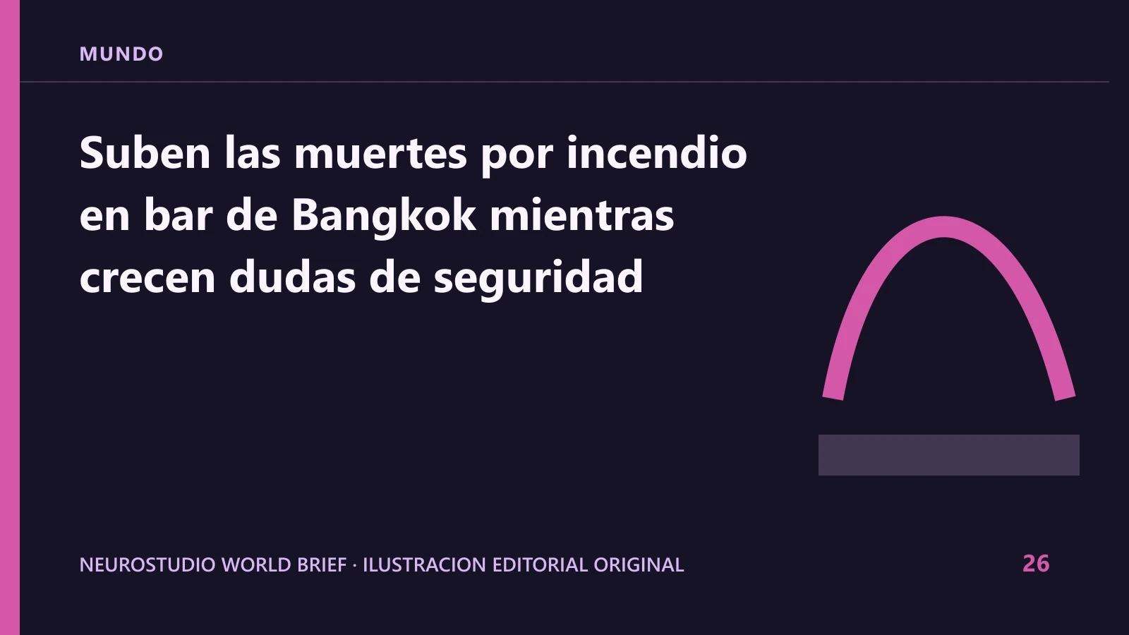Ilustracion editorial original para: Suben las muertes por incendio en bar de Bangkok mientras crecen dudas de seguridad
