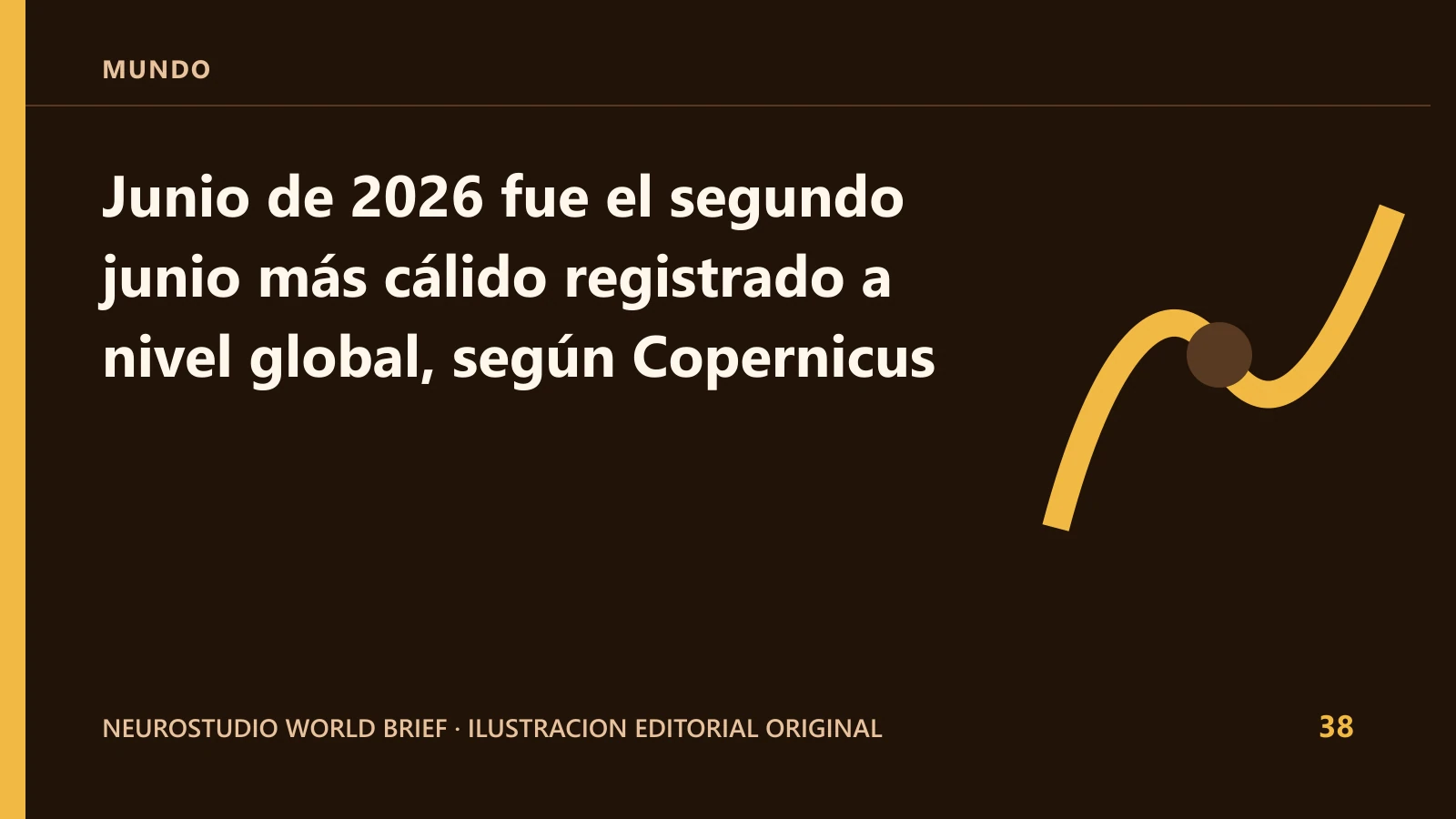 Ilustracion editorial original para: Junio de 2026 fue el segundo junio más cálido registrado a nivel global, según Copernicus
