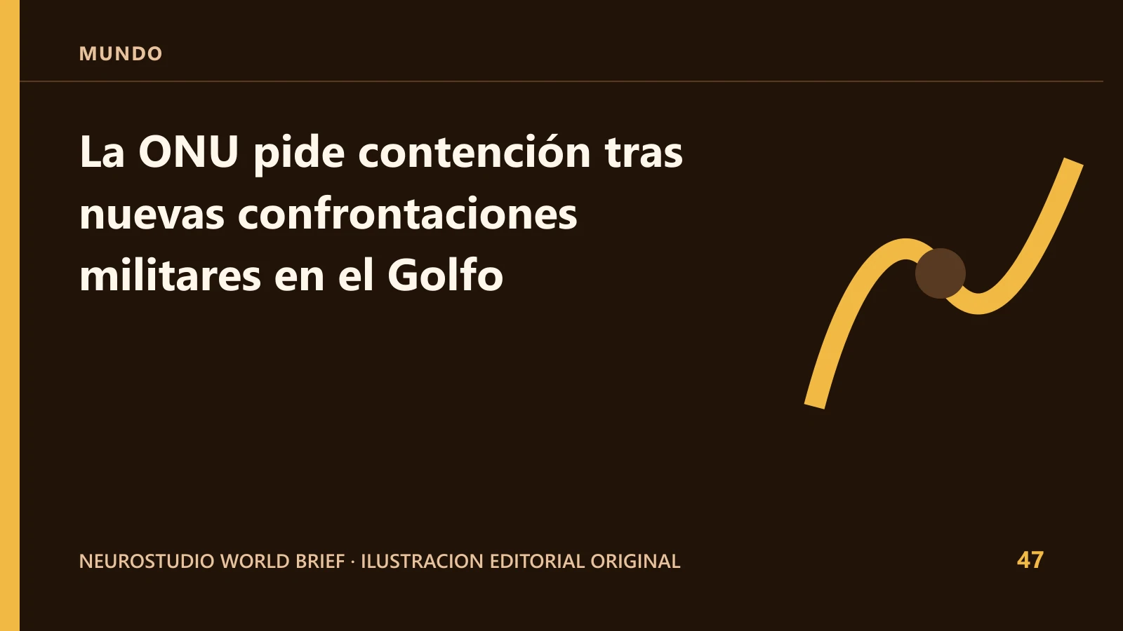Ilustracion editorial original para: La ONU pide contención tras nuevas confrontaciones militares en el Golfo