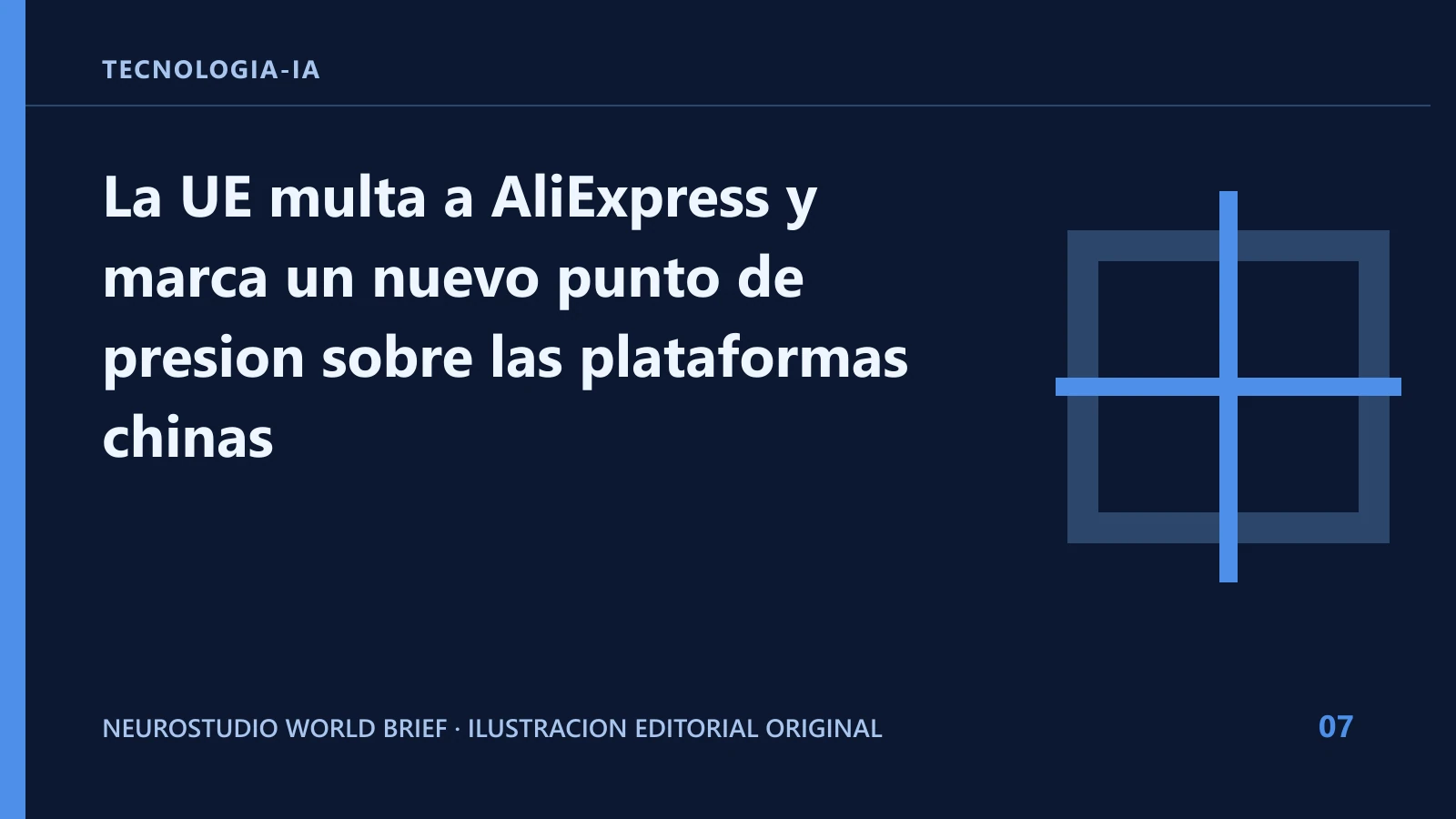 Ilustracion editorial original para: La UE multa a AliExpress y marca un nuevo punto de presion sobre las plataformas chinas