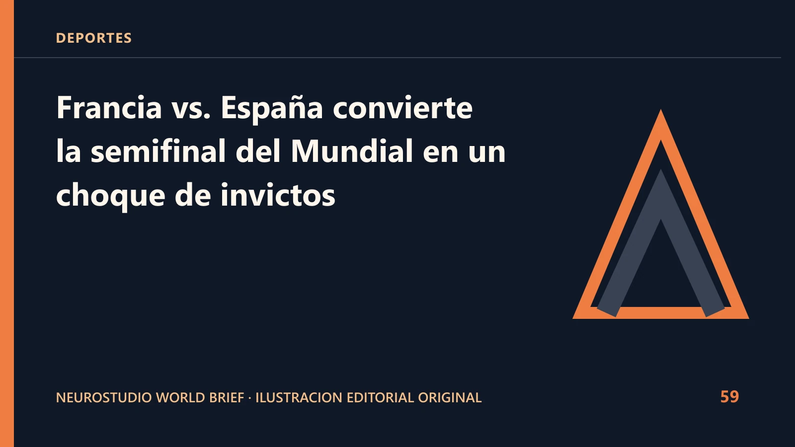 Ilustracion editorial original para: Francia vs. España convierte la semifinal del Mundial en un choque de invictos