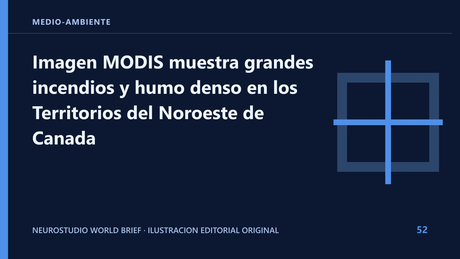 Ilustracion editorial original para: Imagen MODIS muestra grandes incendios y humo denso en los Territorios del Noroeste de Canada