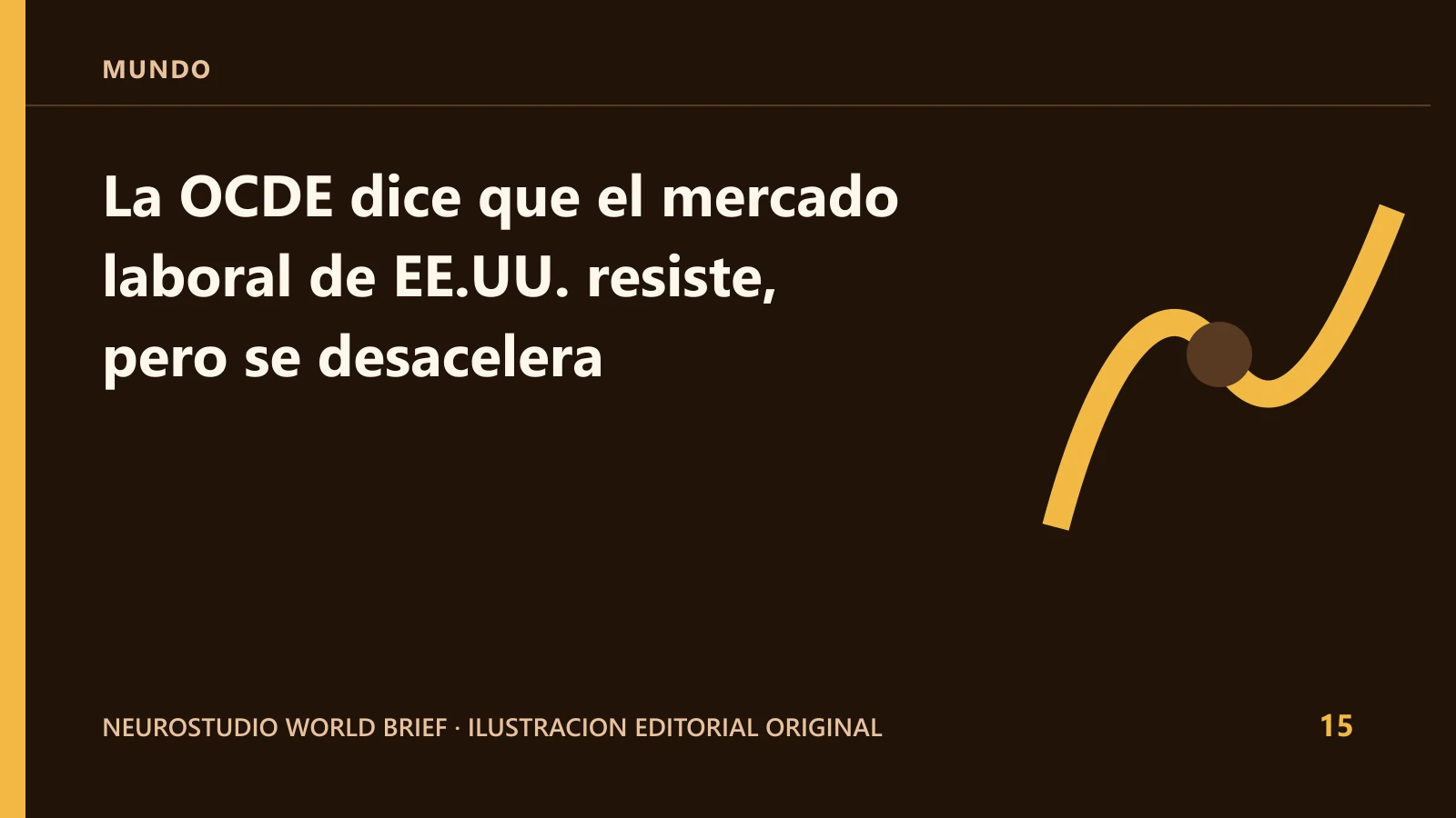 Ilustracion editorial original para: La OCDE dice que el mercado laboral de EE.UU. resiste, pero se desacelera