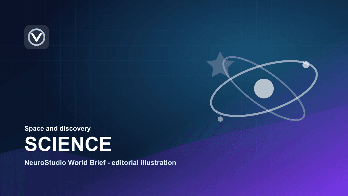 Abstract science image with orbital lines and a bright central body.