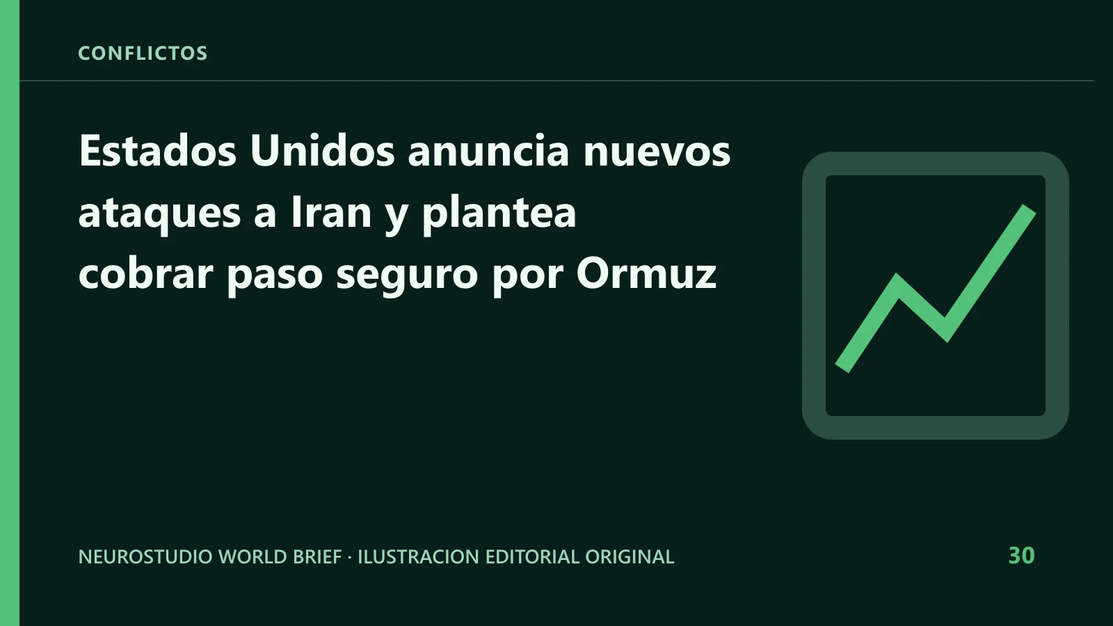 Ilustracion editorial original para: Estados Unidos anuncia nuevos ataques a Iran y plantea cobrar paso seguro por Ormuz