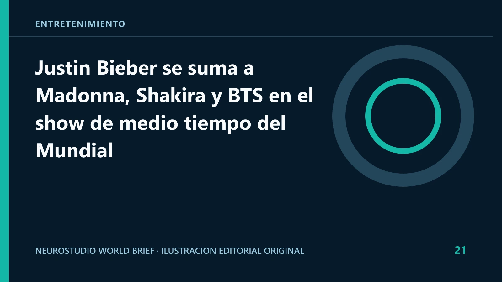 Ilustracion editorial original para: Justin Bieber se suma a Madonna, Shakira y BTS en el show de medio tiempo del Mundial